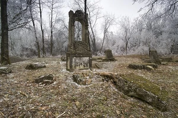 Graveyard in the frost, Fey en Haye, St Mihiel Salient, Bois le Pretre, France