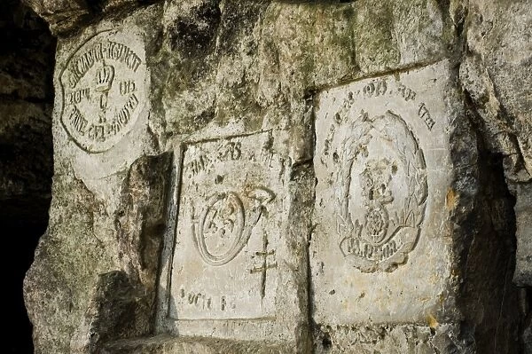 Regimental badges carved at Carriere de la Fosse aux Ours
