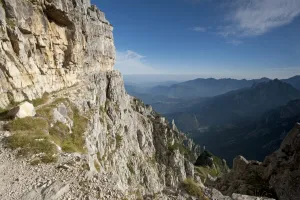 <b class=qtipBold><figcaption>Mt Pasubio - Strada del Galleria</figcaption></b><br>The "Strada del Galleria" with its 52 tunnels leads to the Refugio Papa on Mt Pasubio and was constructed in 1917. 5th Engineering Regiment built the next core section of the trail, called "Strada delle Gallerie" (road of tunnels) under enormous time pressure in only 11 months. This section includes fifty-two tunnels providing cover or leading to the North face of the Italian position. The Strada drops downward in this zone of galleries to about 1200m. The 52 galleries in the aggregate total 2280 meters in length.<br><em>© Mike St. Maur Sheil / westernfrontphotography.com</em> Mt Pasubio - Strada del Galleria